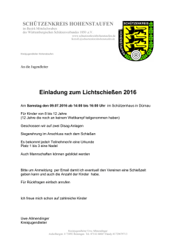Einladung Lichtschiesssen - Schützenkreis Hohenstaufen