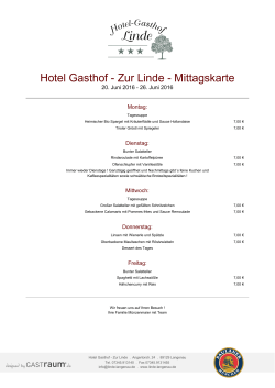 Hotel Gasthof - Zur Linde - Mittagskarte - im Hotel