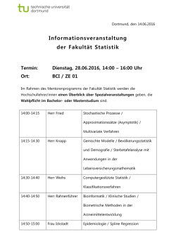 Informationsveranstaltung der Fakultät Statistik Termin