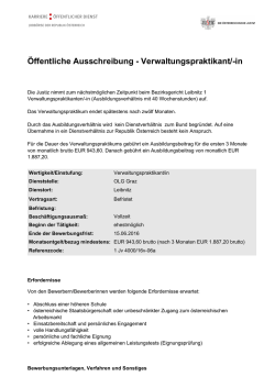 Öffentliche Ausschreibung - Verwaltungspraktikant/