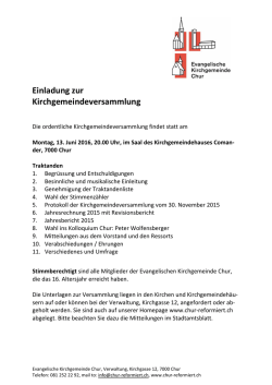 Einladung und Traktandenliste - Evangelische Kirchgemeinde Chur