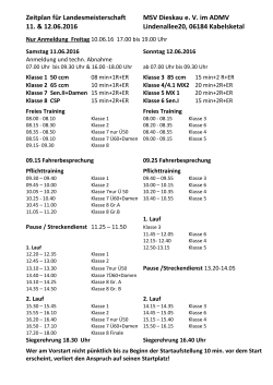 Zeitplan für Landesmeisterschaft MSV Dieskau e. V. im