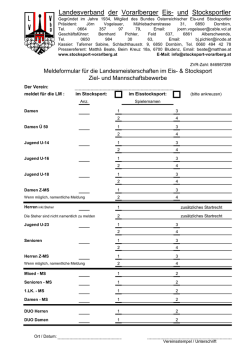 Meldeliste Eis - Landesverband der Vorarlberger Eis