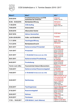 CCB Schlafmützen e. V. Termine Session 2016 / 2017