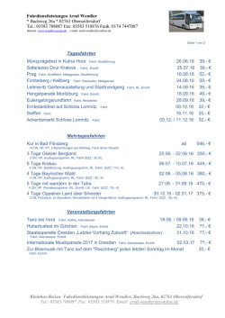 Aktuelle Termine - Fahrdienstleistungen Arnd Wendler