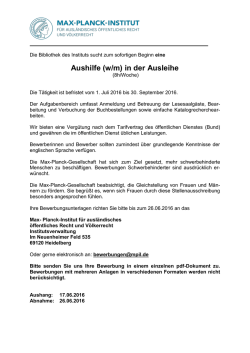 Stellenausschreibung  - Max-Planck