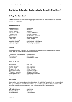Dreit&auml;gige Exkursion Systematische Botanik (Blockkurs)