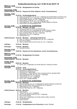Gottesdienstordnung vom 15.06.16 bis 09.07.16