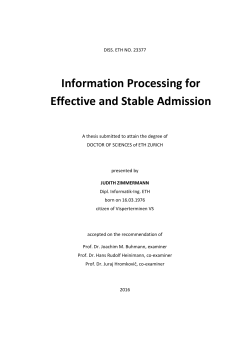 Information Processing for Effective and Stable - ETH E