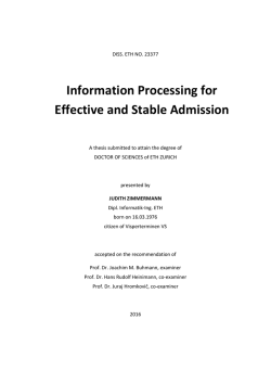 Information Processing for Effective and Stable - ETH E