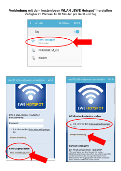 Verbindung mit dem kostenlosen WLAN „EWE Hotspot“ herstellen