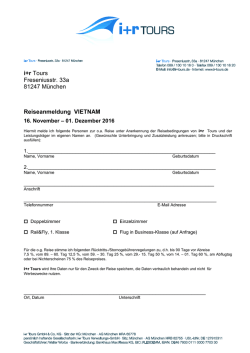 i+r Tours Freseniusstr. 33a 81247 M&uuml;nchen Reiseanmeldung
