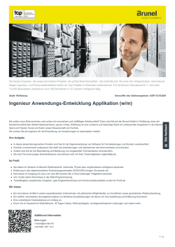 Ingenieur Anwendungs-Entwicklung Applikation Job in