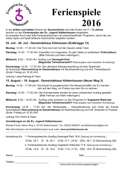 Ferienspiele in den Sommerferien