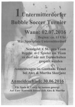 Info Bubble Soccer Turnier Untemritterdorf