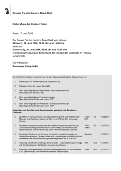 Grosser Rat des Kantons Basel-Stadt Einberufung des Grossen