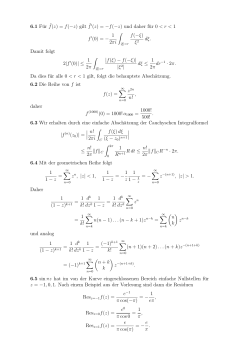 6.1 Für ˜f(z) = f(−z) gilt ˜f ′(z) = −f(−z) und daher für 0