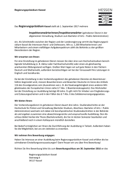 Inspektoranwärterinnen/Inspektoranwärter, RP Kassel
