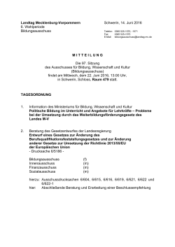 Tagesordnung der 97. Sitzung - Landtag Mecklenburg Vorpommern