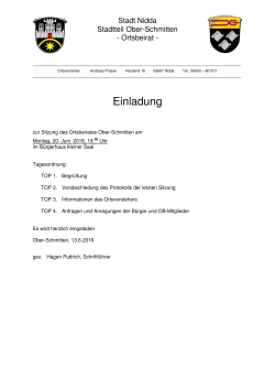 Einladung zur Ortsbeiratssitzung Ober-Schmitten am 20.06