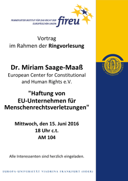Dr. Miriam Saage-Maaß - European University Viadrina Frankfurt