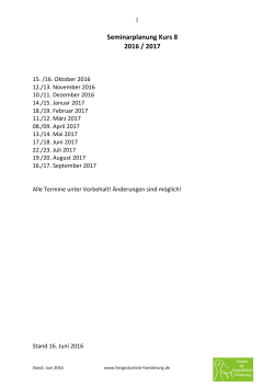 Seminarplanung Kurs 8 2016 / 2017