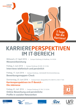 Plakat der Termine - Karriereperspektiven in der IT