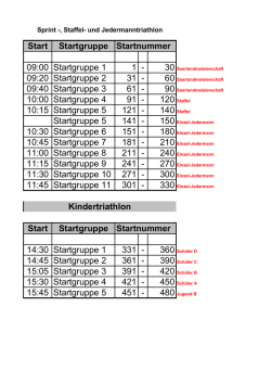 Übersicht Startzeiten je Startgruppe/Startnummer