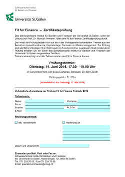 Fit for Finance – Zertifikatsprüfung Prüfungstermin: Dienstag, 14