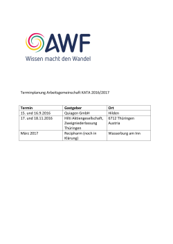 Terminplanung Arbeitsgemeinschaft KATA 2016/2017 Termin