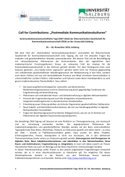 Call for Abstracts - Universität Salzburg