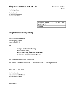 Dringliche Beschlussempfehlung