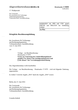 Dringliche Beschlussempfehlung