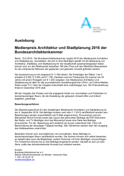 BAK-Medienpreis für Architektur und Stadtplanung