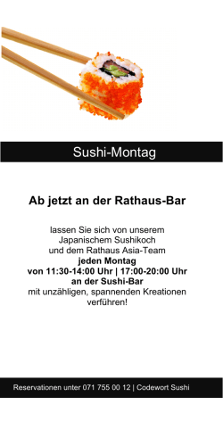 Sushi-Montag - Rathaus Restaurant-Bar: rathaus