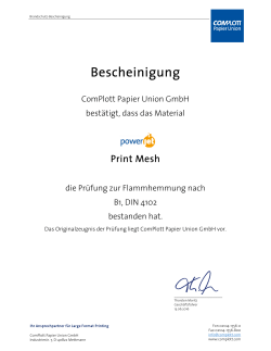 Bescheinigung - ComPlott Papier Union GmbH