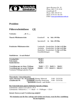 Klasse CE - Fahrschule Günebakan