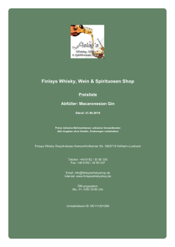 Preisliste - Finlays Whisky Shop