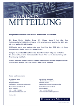 Hengeler Mueller ber&auml;t Braas Monier bei &euro;435 Mio. Schuldschein