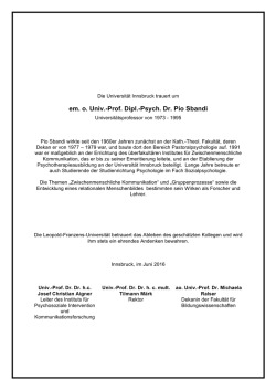 em. o. Univ.-Prof. Dipl.-Psych. Dr. Pio Sbandi