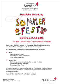 Herzliche Einladung zum Sommerfest am 02. Juli 2016