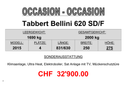 Tabbert Bellini 620 SD/F CHF 32`900.00
