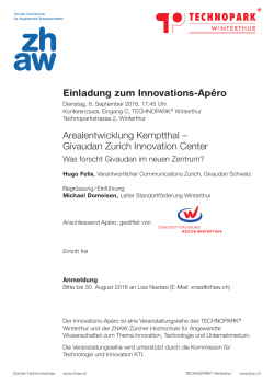 Einladung zum Innovations-Apéro Arealentwicklung Kemptthal