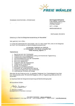 Delegiertenversammlung am 18.06.2016 um 10 Uhr im