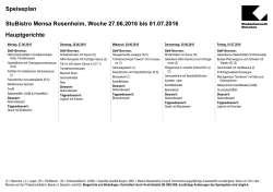 Speiseplan StuBistro Mensa Rosenheim, Woche 27.06.2016 bis