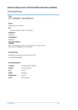 Veranstaltung 59. Kasseler Symposium