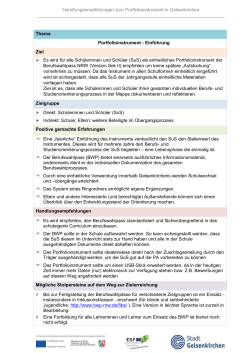 Handlungsempfehlungen zum Portfolioinstrument in Gelsenkirchen