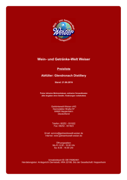 Preisliste für Abfüller: Glendronach Distillery - und Getränke