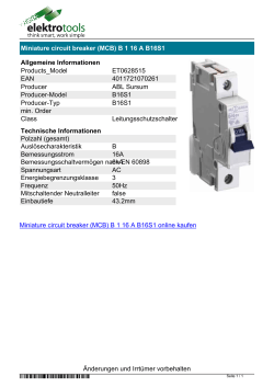 Datenblatt Miniature circuit breaker (MCB) B 1 16 A