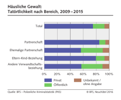 H&auml;usliche Gewalt: Tat&ouml;rtlichkeit nach Bereich, 2009 &ndash; 2015